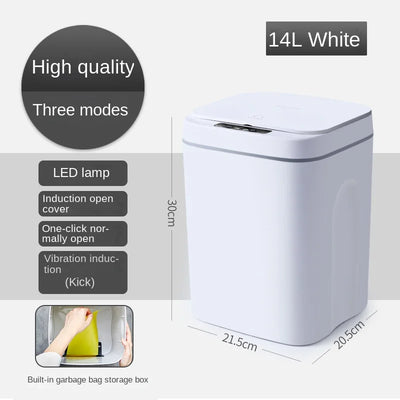 Smart Sensor Garbage Bin Kitchen Bathroom Toilet Trash Can Best Automatic Induction Waterproof Bin with Lid 12/14/16/18L