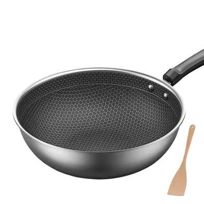 32cm Frying Pan,Stainless Steel Skillet Nonstick Fry Pans Chefs Pans Wok Pan for Gas Electric Induction Ceramic Stoves