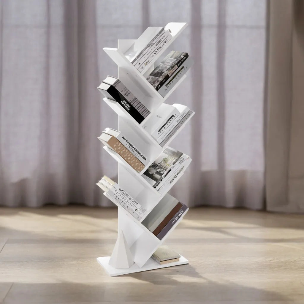 VASAGLE Tree Bookshelf, 9-Tier Bookcase, Space-Saving Corner Shelf, Large Bookshelf, Book Tree, Holds Books, for Bedroom