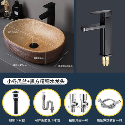 Medieval style platform basin ceramic art bathroom washing creative washbasin household washsink single