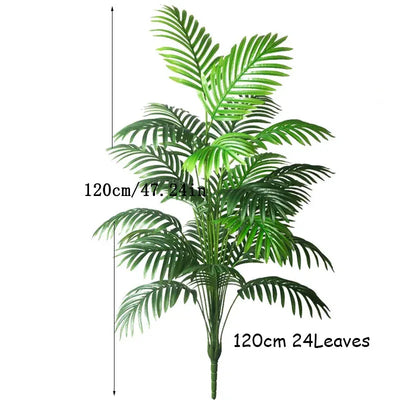 150cm Large Artificial Palm Tree Fake Tropical Plants Plastic Monstera Leaves Green Palm Tree For Home Garden Shop Party Decor