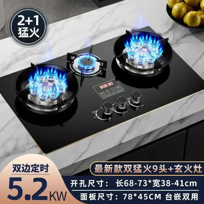 Gas Stove Household Three Stove Timing Table Embedded Dual-purpose Natural Gas Liquefied Gas Fire Stove Gas Stove