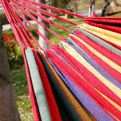 Single Wide Thick Canvas Hammock Outdoor Camping Backpackaging Leisure Swing Portable Hanging Bed Sleeping Swing Hammock