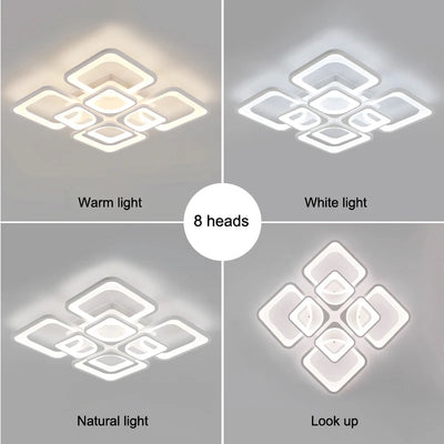 IRALAN Square Metal Smart Ceiling Lamp Dimmable LED Light with Remote Control Lustre Indoor Lighting for Living Room Decor