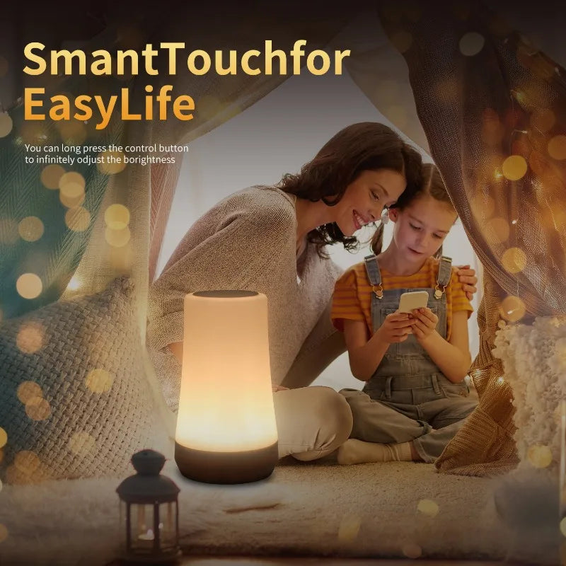 LED Touch 13 Color Remote Control Night Light USB Rechargeable Ambient Light Portable Wood Grain Touch Light Bedside Lamp