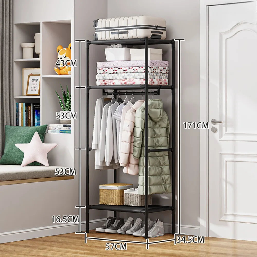 Simple Storage Rack Bedroom Vertical Single Row Multi-storey Removable Coat Hanger Waterproof Antirust Save Space Storage Rack