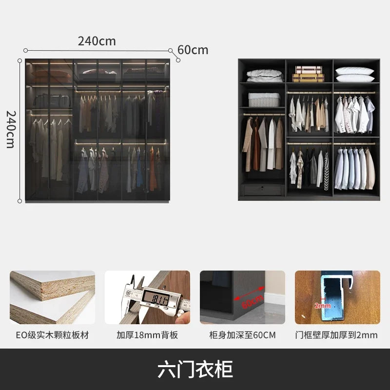 With Glass Doors Wardrobes Multilayer Luxury Storage Open Closets Wardrobes Cabinet Shelves Guarda Roupas Bedroom Furniture