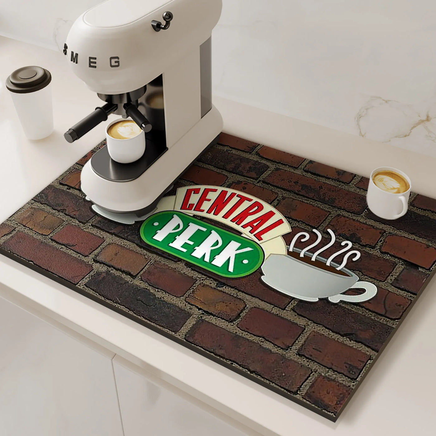 Retro Coffee Maker Mat Kitchen Drain Pad Non-slip Dish Drying Mats Quick Dry Tableware Faucet Placemat Dinnerware Washable