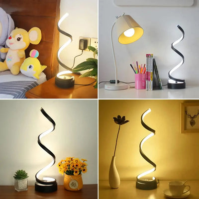 LED Spiral Table Lamp - Modern and Elegant Nightstand Lamp for Living Rooms, Bedrooms, and Offices. Enhance Any Space with its S