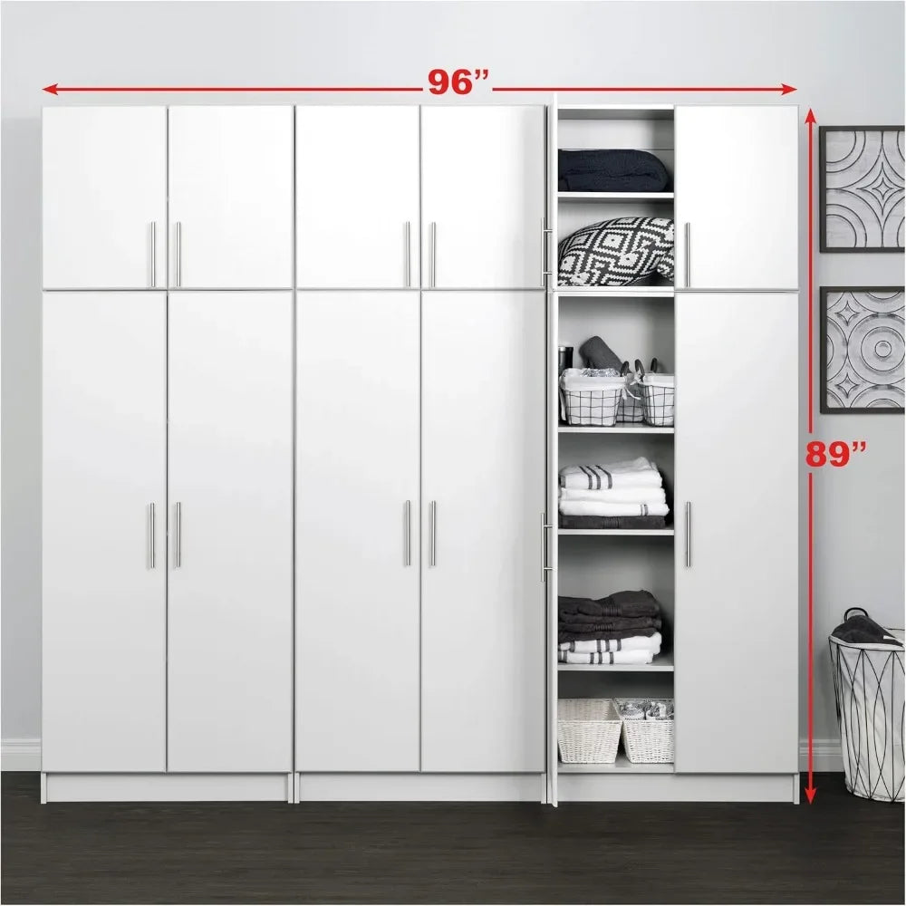 Functional 6 Piece Garage Cabinet & Storage System Set D, Easy Garage Closet Shop Cabinet 16" D x 96" W x 89" H, White