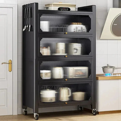 Modern Metal Kitchen Cabinets Kitchen Furniture Multi-layer Storage Cabinet Floor Racks Multi-functional Tableware Cabinet U