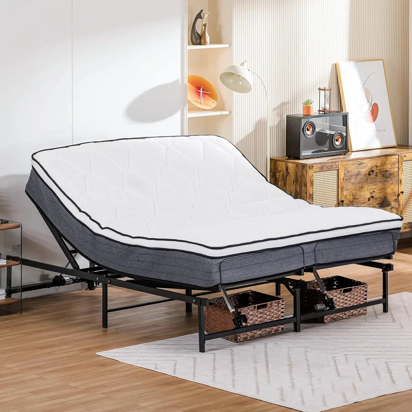 Adjustable Bed Frame King, Independent Head and Foot Incline, Adjustable Electric Bed Base with Remote Control