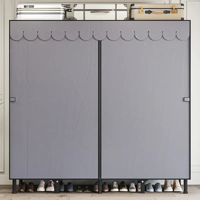 Foldable base unfolded and ready to use wardrobe; A large capacity wardrobe with a stable and durable steel pipe frame