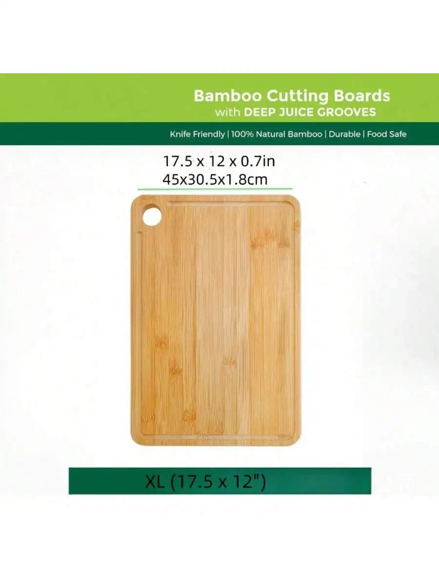 Bamboo Cutting Boards for Kitchen [Set of 3] Wood Cutting Board for Chopping Meat, Vegetables, Fruits, Cheese