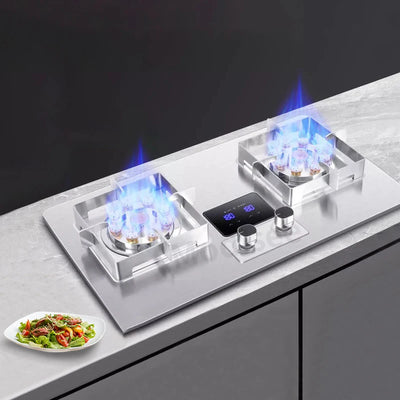 Kitchen Gas Cooktop Cookers Stove for Home Double Embedded Gas Stove Hob Gas Panels 5KW 2 Burners Liquefied Gas/Natural Gas