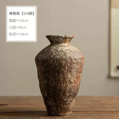 Jingdezhen Quiet Wind Zen Decorations Large and Coarse Pottery Pot Hand Arranging Retro Porcelain Vases