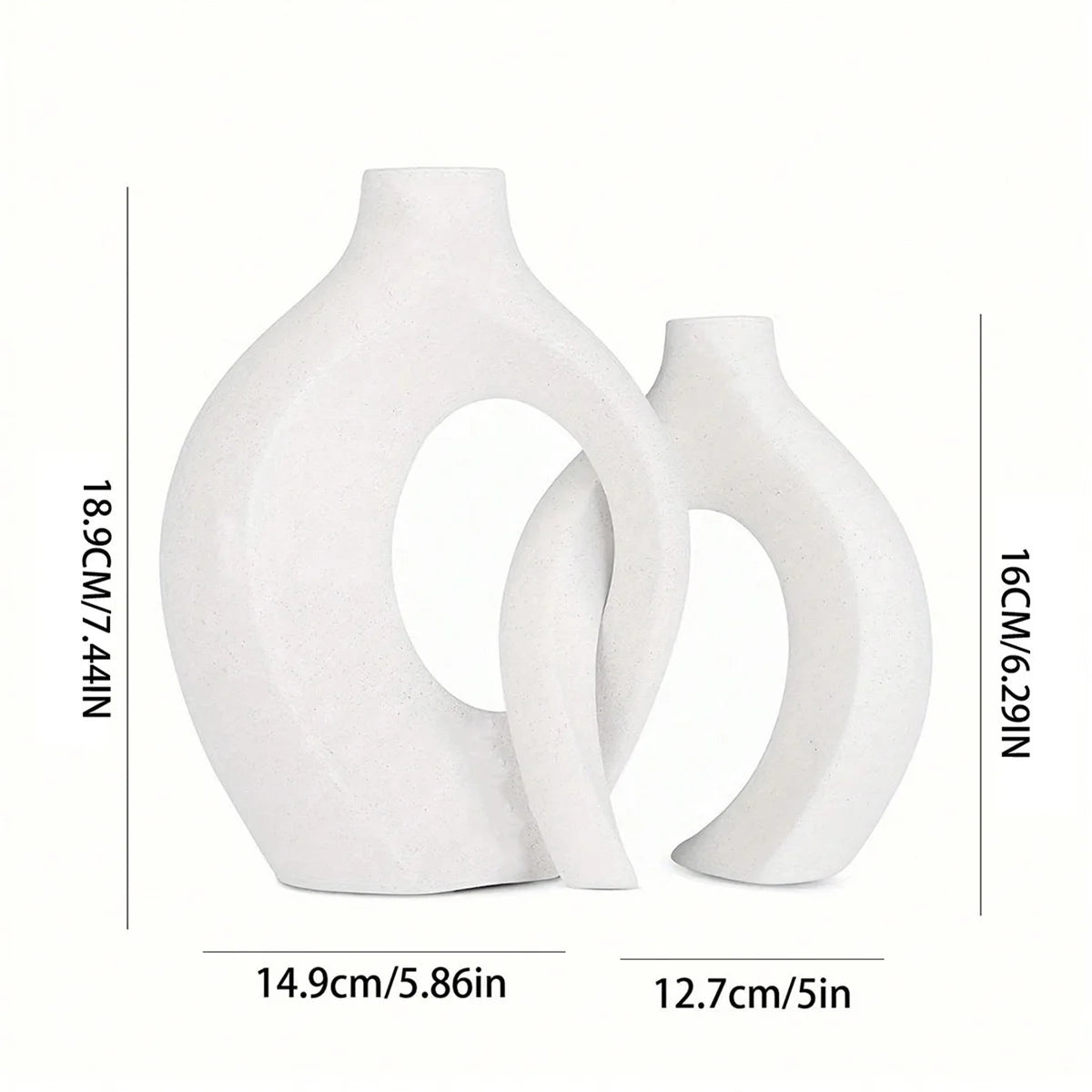 Hollow Nordic Modern Ceramic Vase Set of 2 for Modern Home Decor,Modern Boho Hollow Flower Vases for Living Room Bookshelf