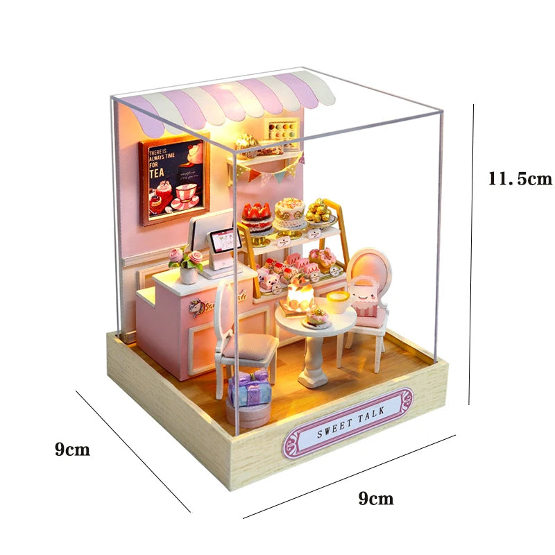 Kitten Mini Doll House 3D Puzzle Assembly Model Building Kit Creative Room Bedroom Decoration With Furniture Wooden Crafts Gifts