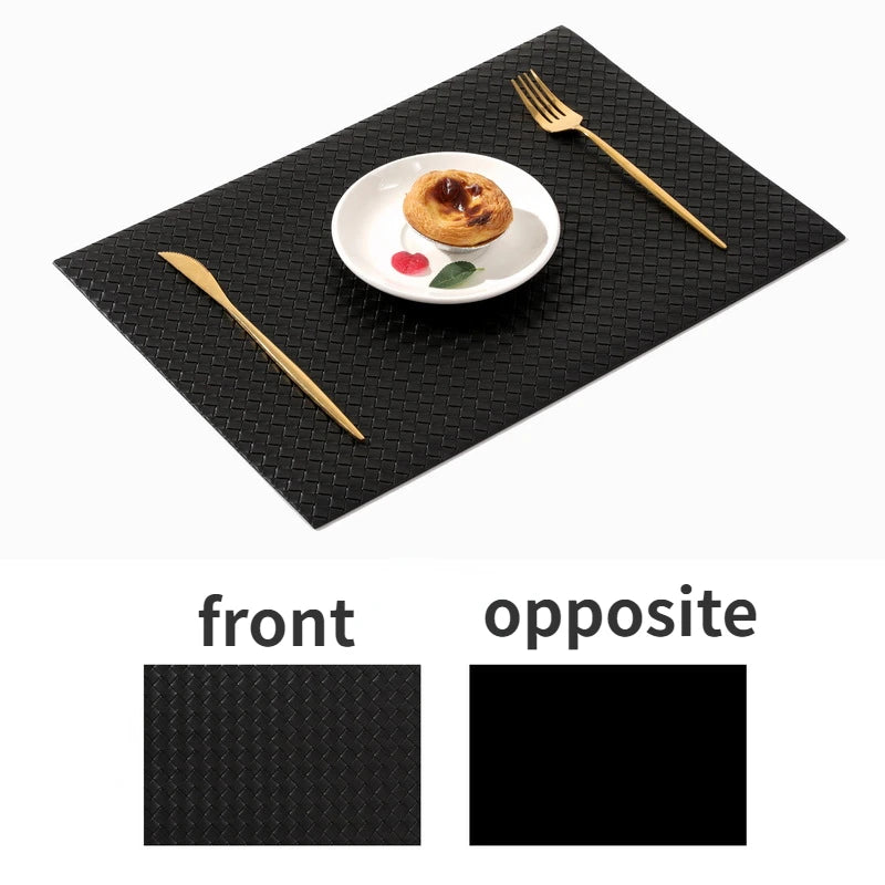 Woven Leather Dining Mat Hotel Home Table Mat Oil Resistant Anti Slip Insulation Mat Coasters Placemats  Kitchen Accessories