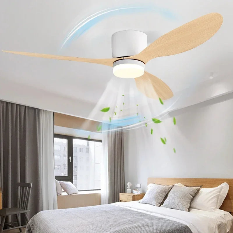 Modern LED Ceiling Fan Lights, Low Floor Decorative Lights with Remote Control, Home Lighting with Fans in Bedrooms and Homes