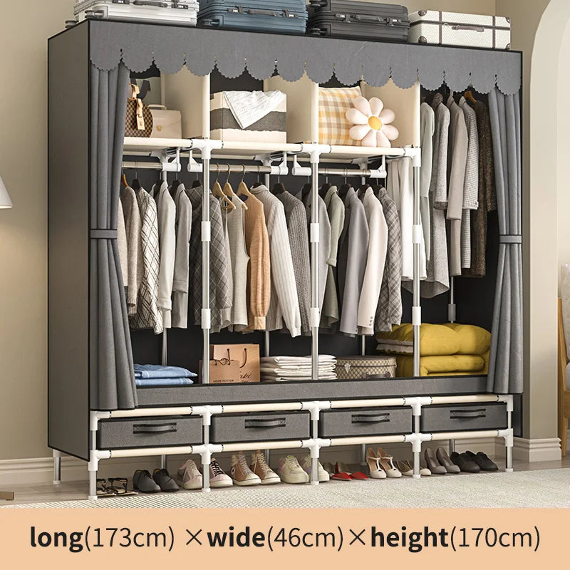 Simple wardrobe, household bedroom, cloth wardrobe, rental house, sturdy, durable, economical assembly