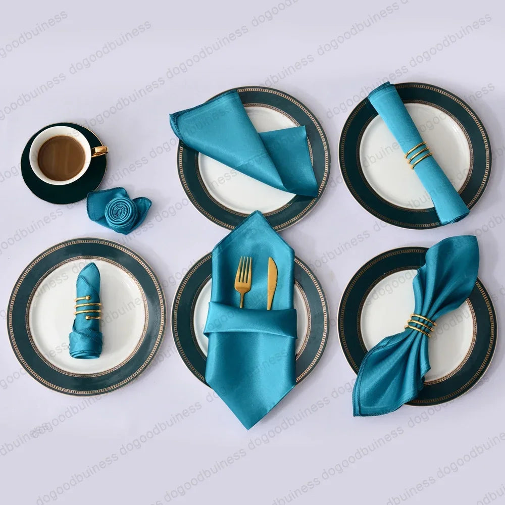 6pcs 30*30cm Satin Table Napkin Square Serving Table Napkins Wedding Party Soft Handkerchief Christmas Home Table Decoration