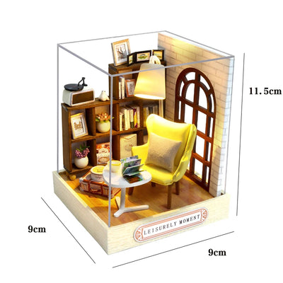 Kitten Mini Doll House 3D Puzzle Assembly Model Building Kit Creative Room Bedroom Decoration With Furniture Wooden Crafts Gifts