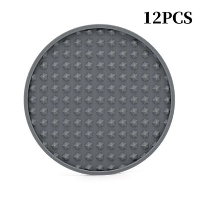 12PCS/Set Silicone Drinking Coasters Drink Coffee Cup Round Cup Mat With Holder Stand Jar Gripper Pads Tableware Accessories