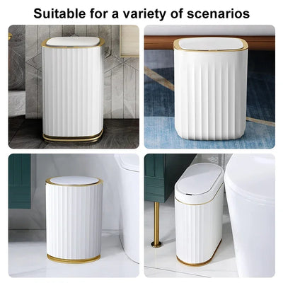 9/12/15L Smart Trash Can Large Capacity For Kitchen Bathroom Garbage Waterproof Trash Bin Induction Home Can Smart Automatic Bin