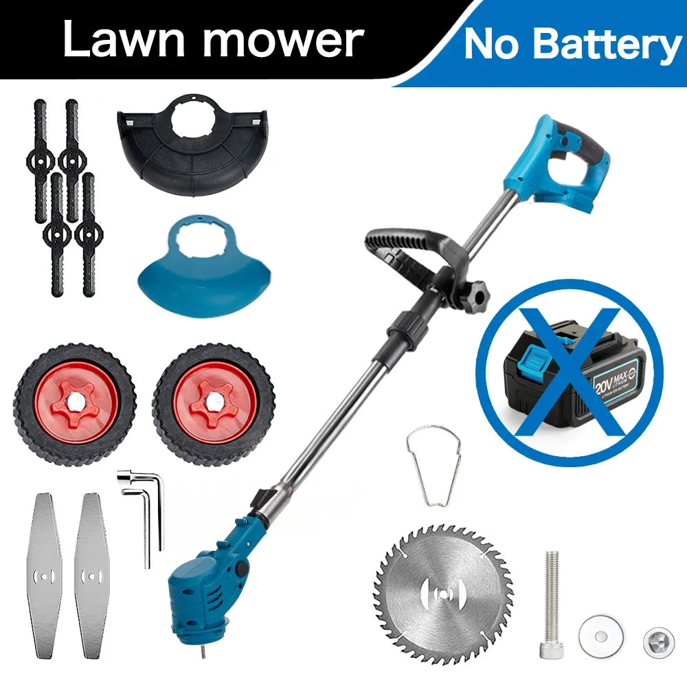 Electric Cordless Lawn Mower Garden Grass Weed Trimmer Length Adjustable Foldable Cutter Garden Tools For Makita 18V Battery