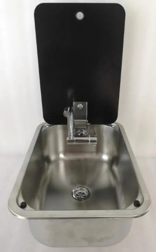 Stainless Steel Sink with Tempered Glass Lid 380*280*136mm GR-566B Boat Caravan