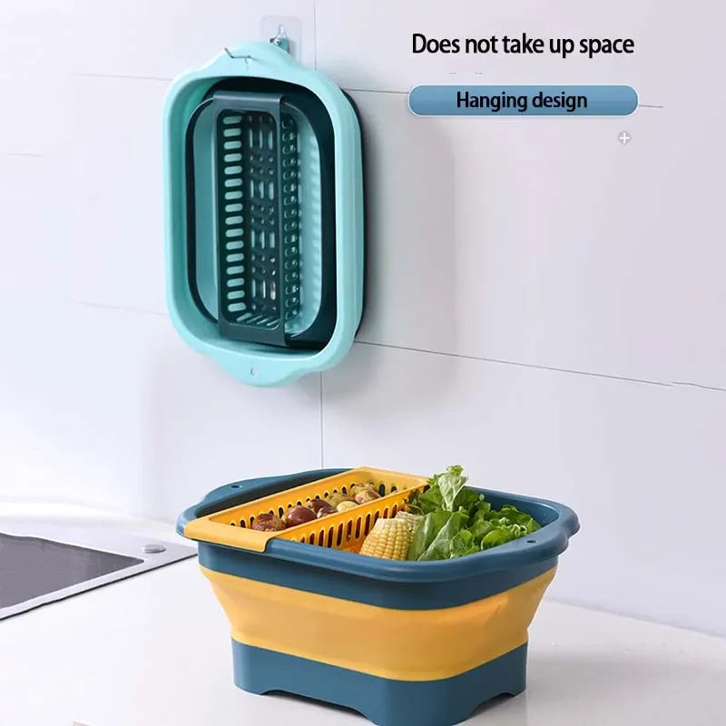 Foldable Strainer Fruit Vegetable Washing Basket Colander Dish Drainer Silicon Collapsible Drainer Kitchen Storage Tool