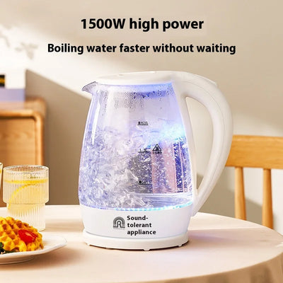 чайник электрический Teapot Quick Heating Hot Water Boiling Tea Pot Glass Blue Light Heating  2L 1500W, Stainless Steel Filter