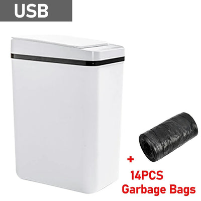 12L Smart Trash Can Automatic Touchless Garbage Can Kitchen Bedroom Trash Bin Toilet Smart Garbage Bucket Space-Saving Waterproo