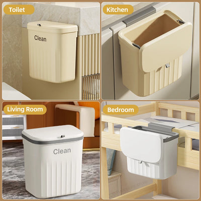 8/12L Toilet Trash Can With Lid Garbage bag Wall Mounted Bathroom Wastebasket kitchen Sink Hanging Trash Bin