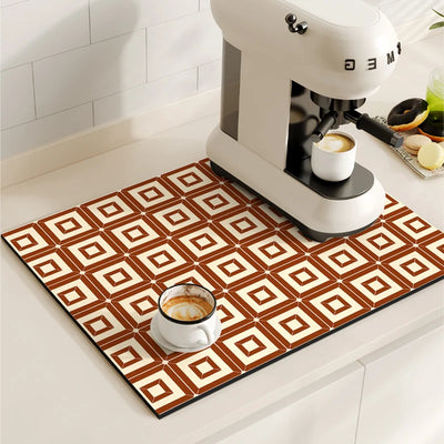 Coffee Machine Mat Waterproof Kitchen Draining Pad Non-slip Drain Dish Drying Mats Heat Resistant Tableware Placemat Dinnerware