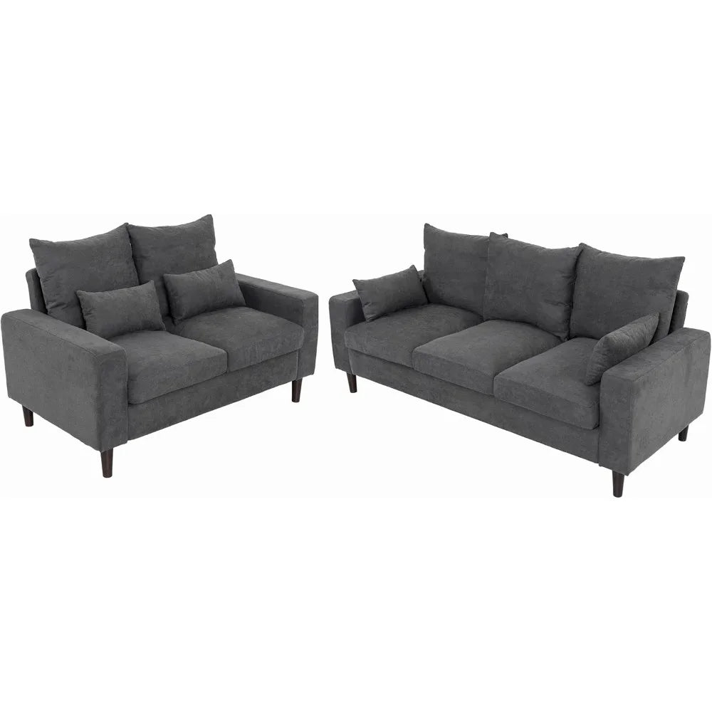 2 Seater & 3 Seater Fabric Corner Sofa Living Room Suite Set, Sofa Sets for Living Room,  Solid Iron Frame build Grey