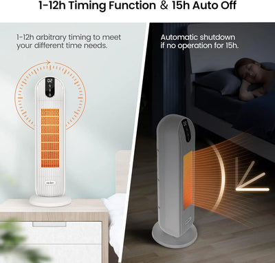 SEJOY Fan Heater Energy-Saving Quiet Electric Heaters Electric Blanket 3 Modes 90° Oscillating Overheating Tilt Protection