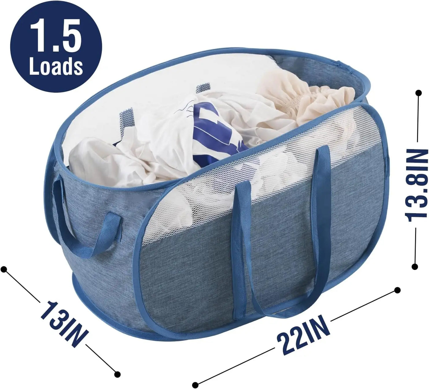 Collapsible Laundry Basket Foldable Pop Up Hamper with Reinforced Carry Handles for Laundry Bathroom Dorm or Travel