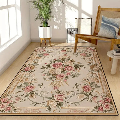 Luxury Area Rug Persian Elegant Floral  Style Carpet for Living Room Bedroom Decor Anti-slip Machine Flannel Floor Mat