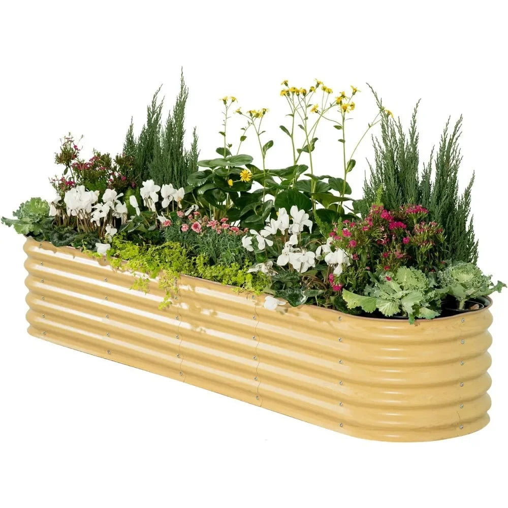 Garden elevated garden bed kit, 17 inch high 9 in 1 8 feet x 2 feet metal elevated flower pot, ground flower pot box