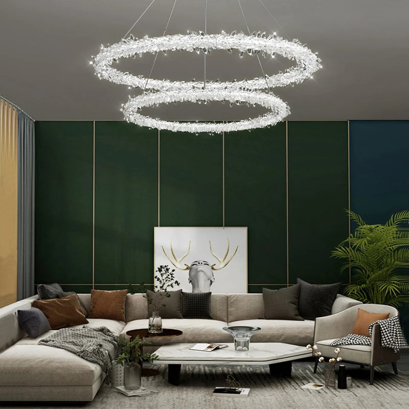 Nordic bedroom LED chandelier living room ceiling chandelier hotel crystal lamp modern room lighting