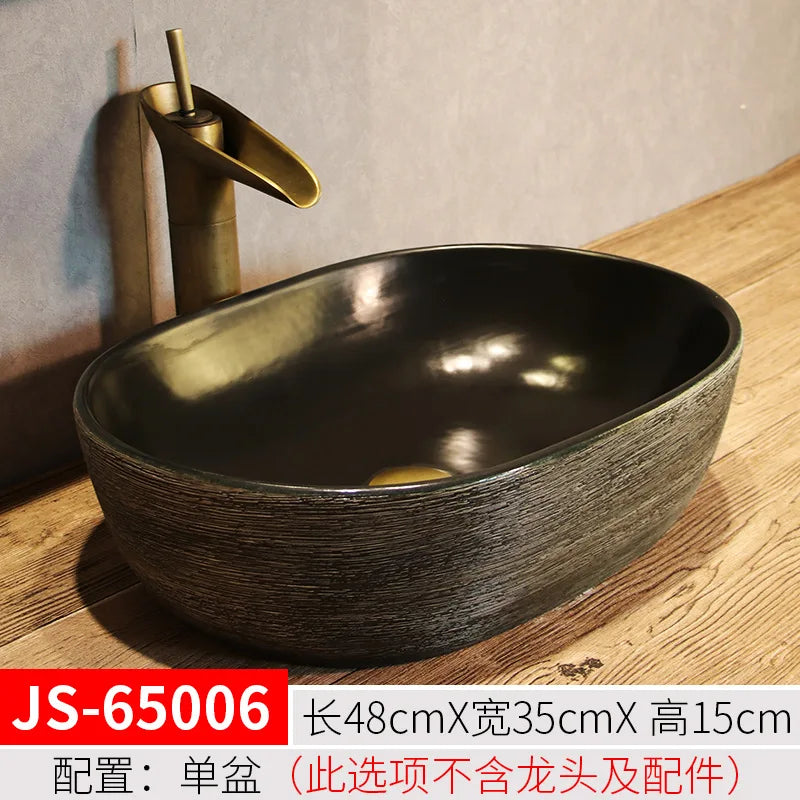 Jingdezhen Art Inter-Platform Basin Chinese New Style Ceramic Washbasin Bathroom Table Wash Basin