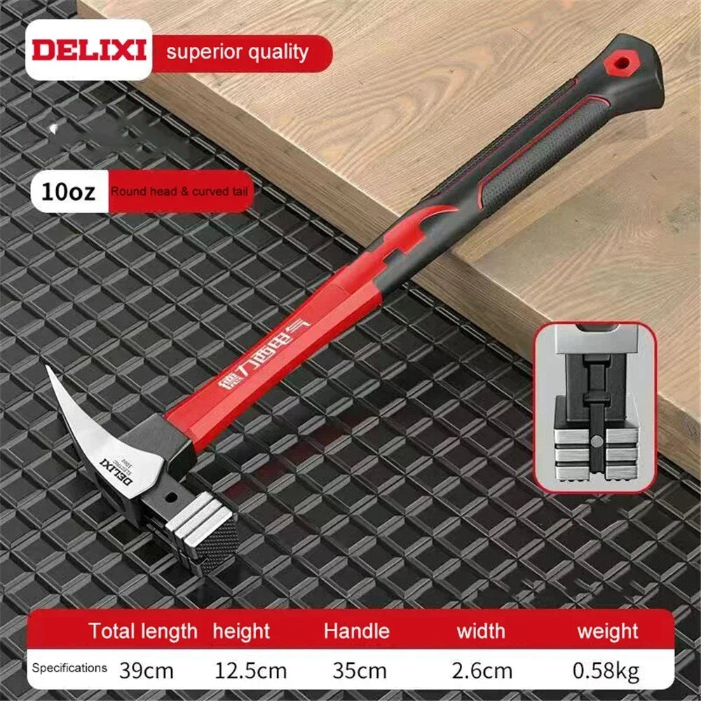 DELIXI High Carbon Steel Fiber Claw Hammer Handle Multifunctional Hammer Woodworking Nail Pulling and Hammering Tools