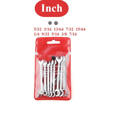 10 Pcs 4-11mm Metrci/Imperial Standard Wrench Mini Open End Wrench 45#Steel Double End Ratchet Wrenches Mini Combination Spanner