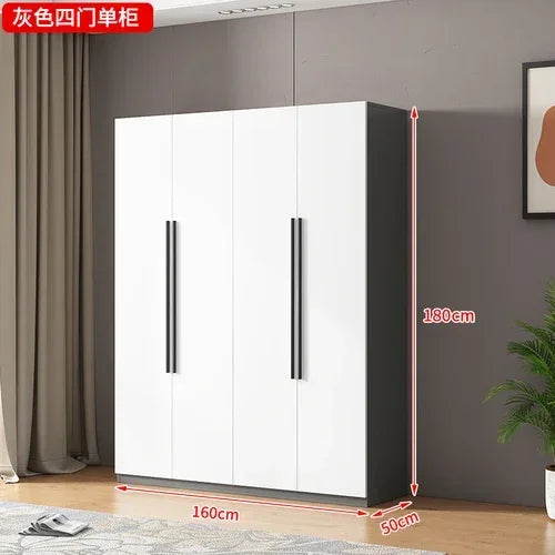 Wooden Wardrobe, Dustproof Cabinet, Cabinet with Clothes Drying Pole, Multiple Sizes Can Be Selected, Home Bedroom Wardrobe