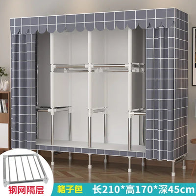 Simple Steel Frame Wardrobe  Easy Assembly, NonWoven Fabric Closet, Durable Storage Solution, Bedroom Organization