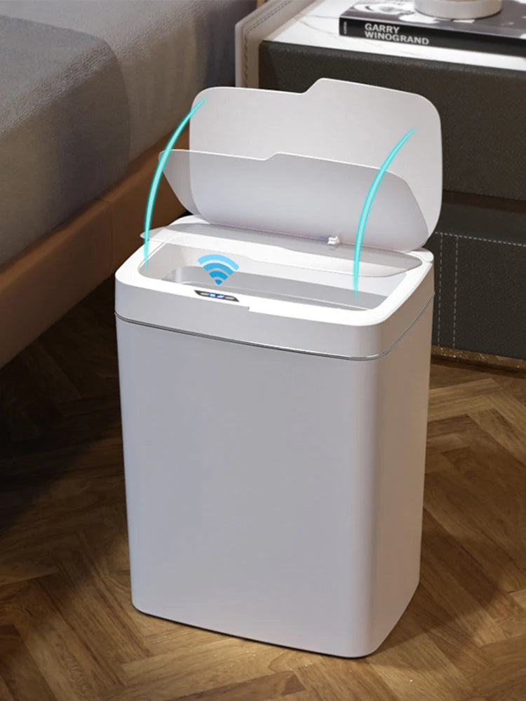 15/18L Automatic Trash Bin Quiet Intelligent Touchless Trash Can Rechargeable Electric Garbage Bin for Kitchen Bathroom Bedroom