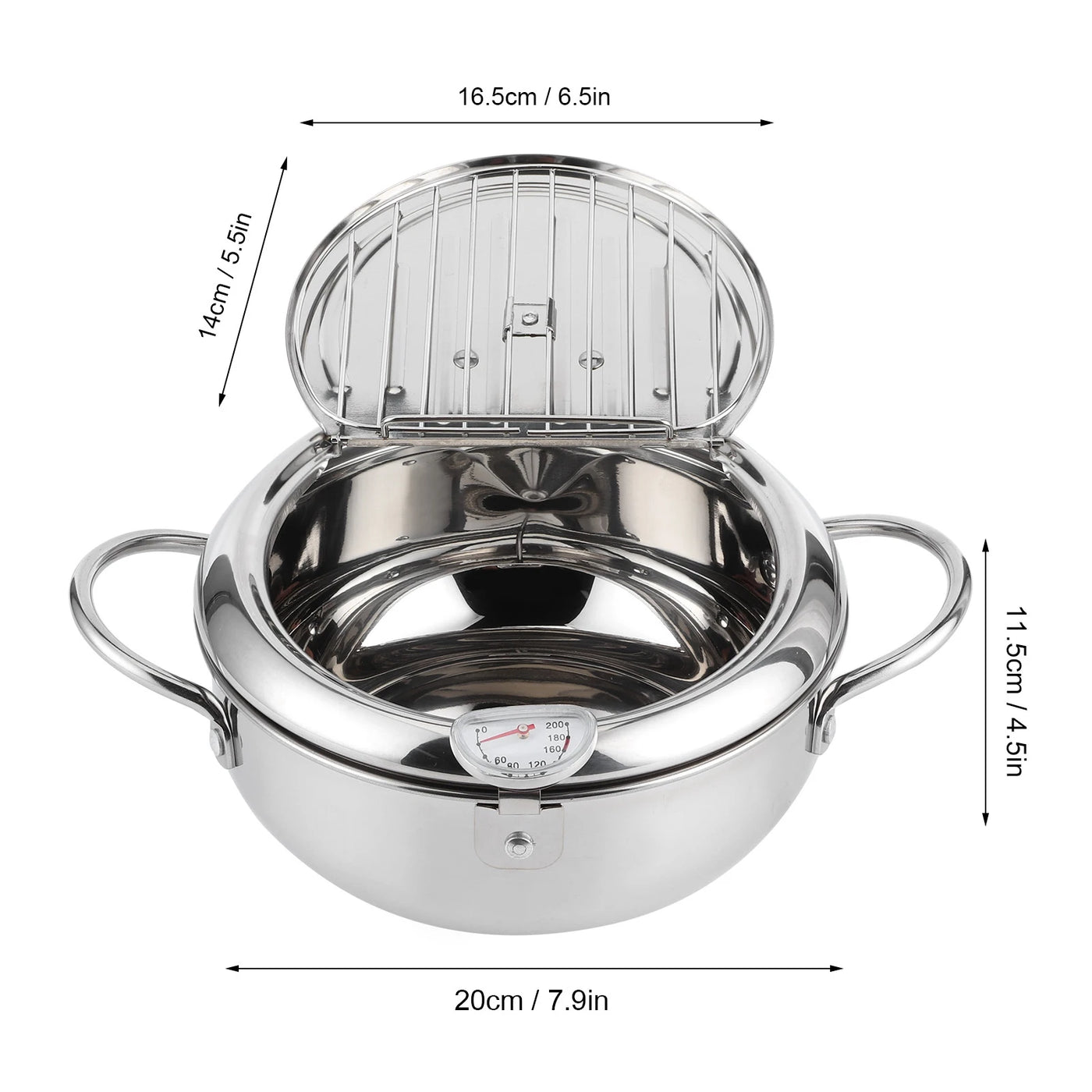 Fryer Pot Japanese  Mini Stainless Steel Frying Pot with Thermometer Induction Cooker Compatible Mini Frying Pot Frying Pot