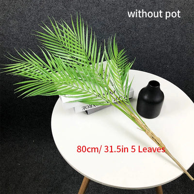 80-125cm Large Artificial Palm Tree Fake Monstera Plant Plastic Fern Plant Leaves Tropical Outdoor Plants For Home Garden Decor